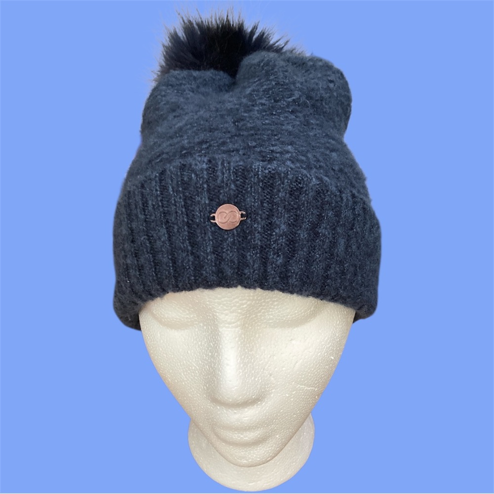 Calia by Carrie Underwood Blue Pom Pom Winter Hat EUC